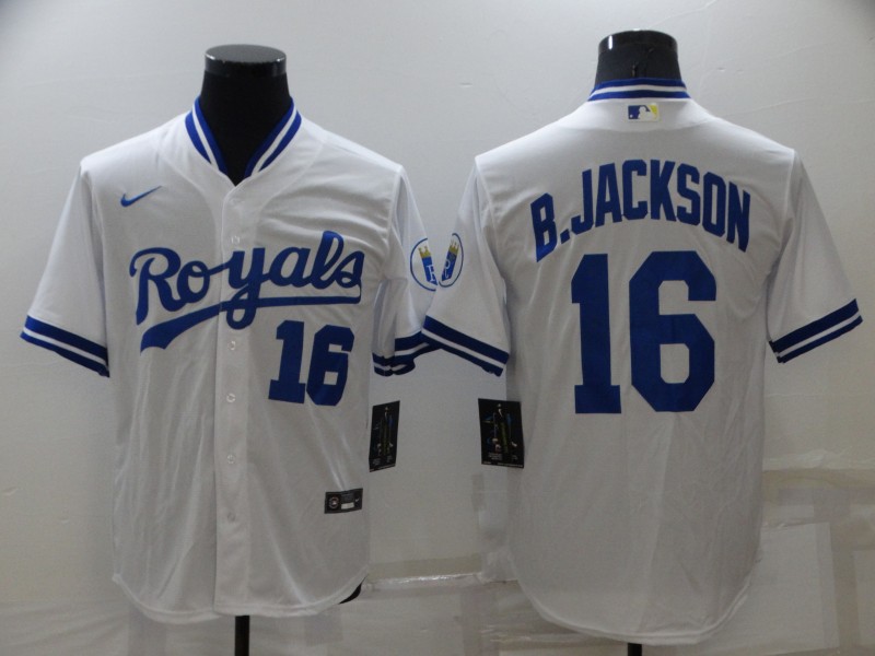 Men's Kansas City Royals #16 Bo Jackson White Cool Base Stitched Jersey Men's Kansas City Royals #16 Bo Jackson White Cool Base Stitched Jersey